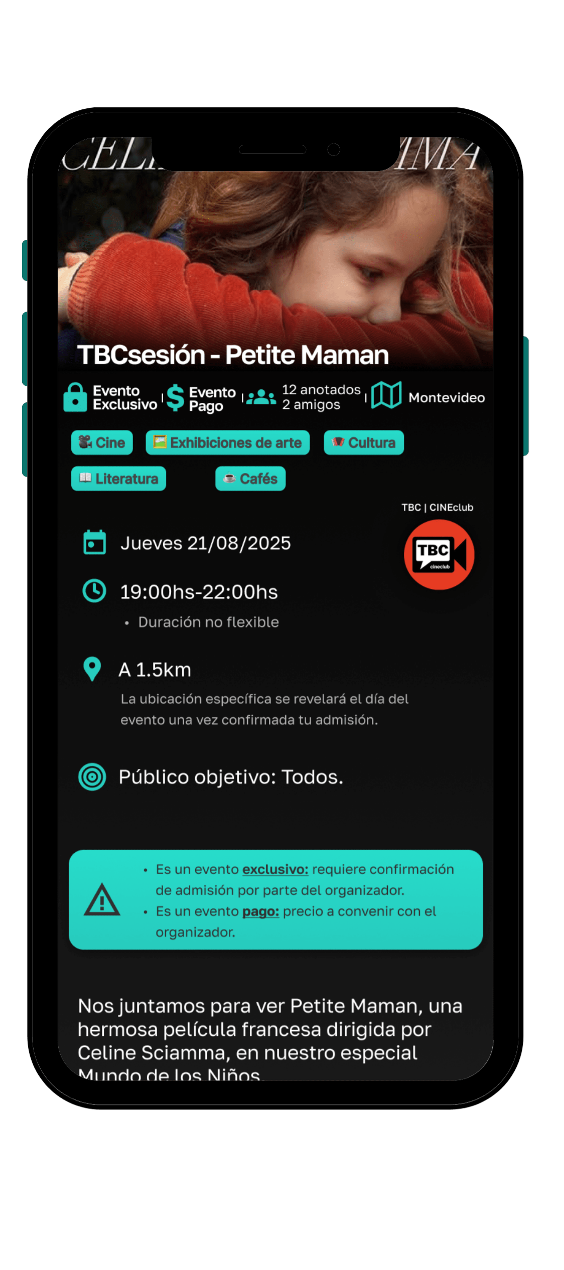ShowApp en celular - vista de la aplicación